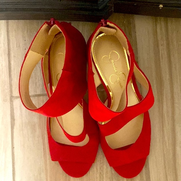 COPY - Jessica Simpson Red Suede ELEYA SANDAL size 9M - Picture 8 of 9